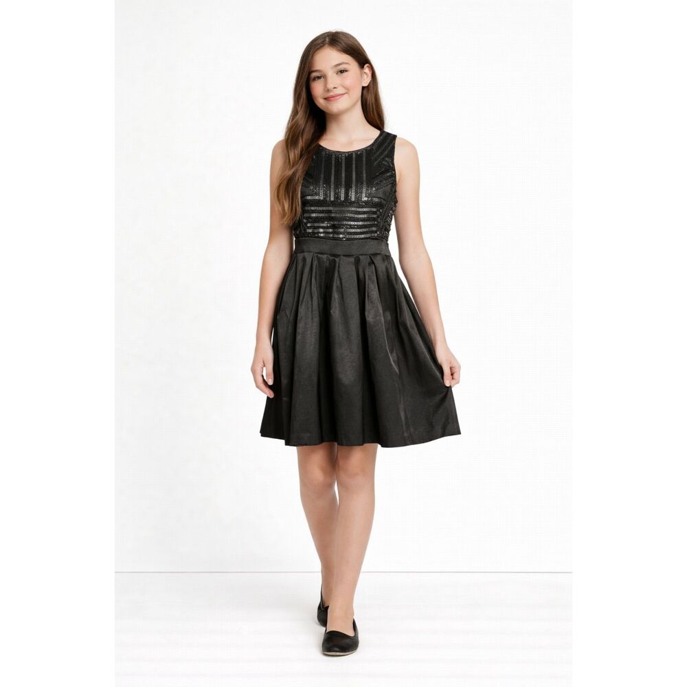 Bardot Junior Girls Black Sequin Party Dress - Size 18